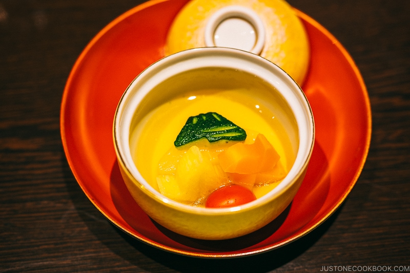 Vegetable carved in the shape of Mt. Fuji at Hotel Kaneyamaen - Things to do around Lake Kawaguchi | www.justonecookbook.com