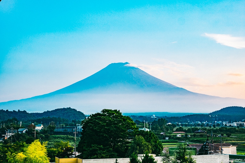 View of Mt. Fuji in the morning at Hotel Kaneyamaen - Things to do around Lake Kawaguchi | www.justonecookbook.com