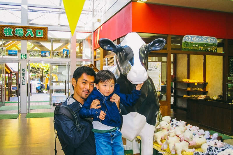 man and boy at Makaino Farm Resort - Things to do around Lake Kawaguchi | www.justonecookbook.com 