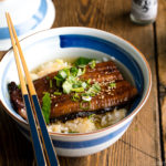 Unagi Chazuke in a Japanese donburi bowl.