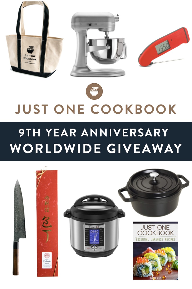 Just One Cookbook 9th Year Anniversary Worldwide Giveaway