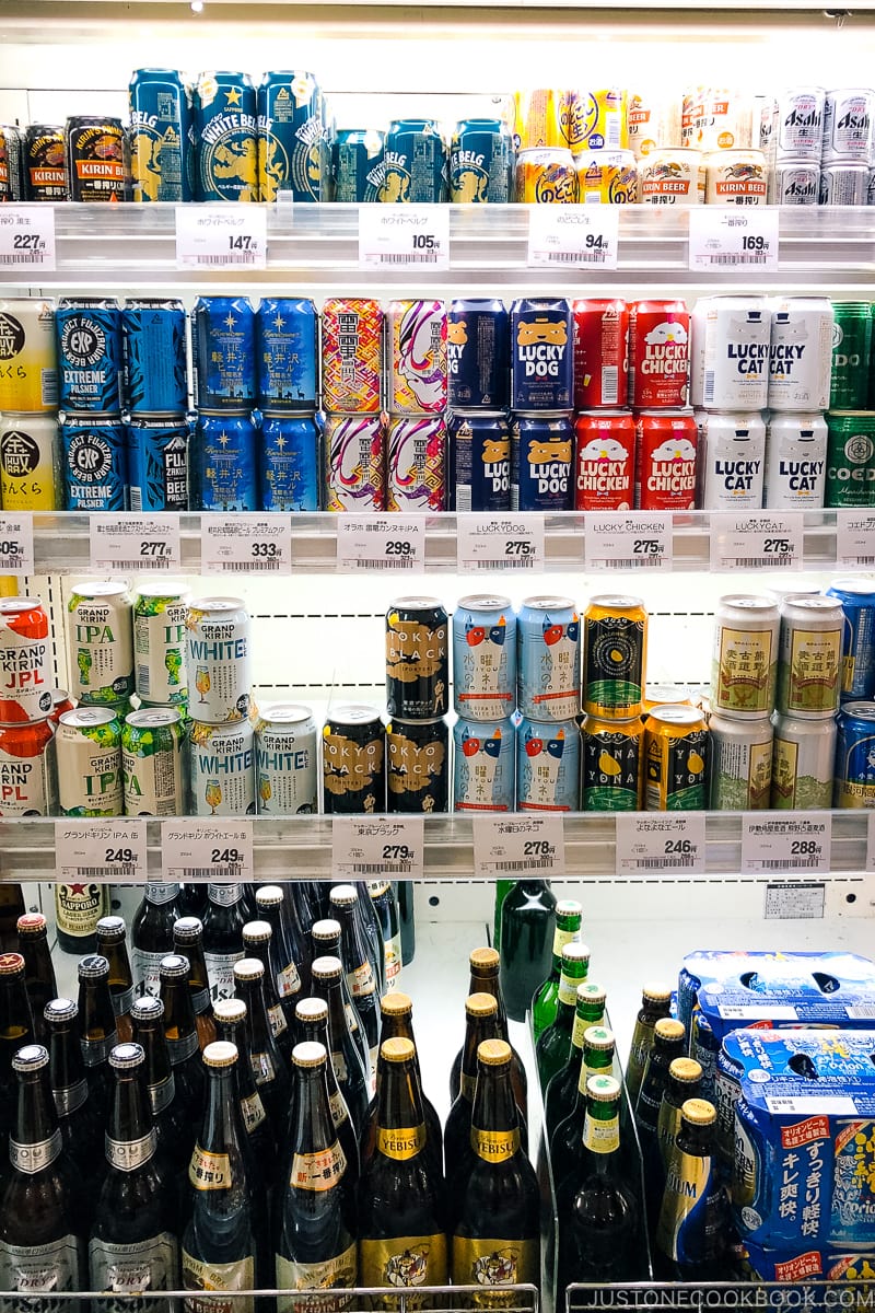 beer section in a Japanese supermarket