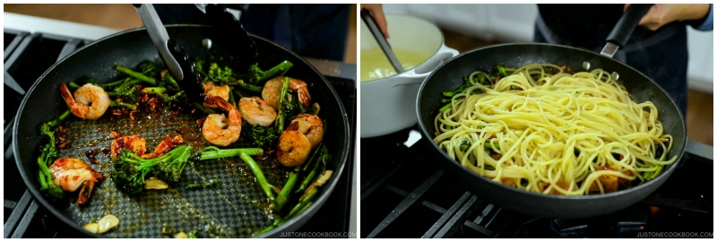 Quick Japanese Pasta with Shrimp and Broccolini 13