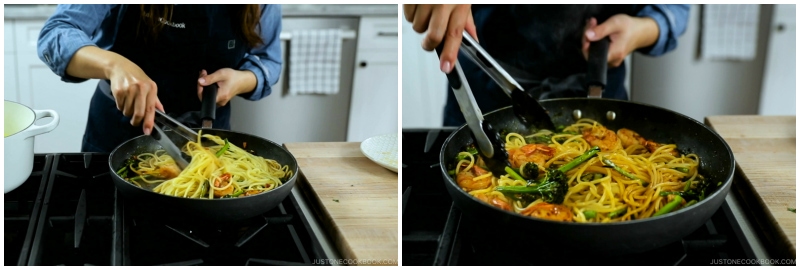 Quick Japanese Pasta with Shrimp and Broccolini 14