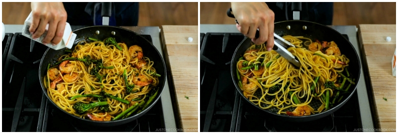 Quick Japanese Pasta with Shrimp and Broccolini 15