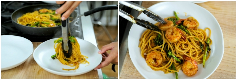 Quick Japanese Pasta with Shrimp and Broccolini 16