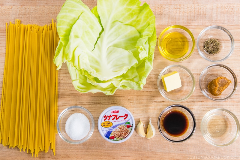 Tuna and Cabbage Japanese Pasta Ingredients