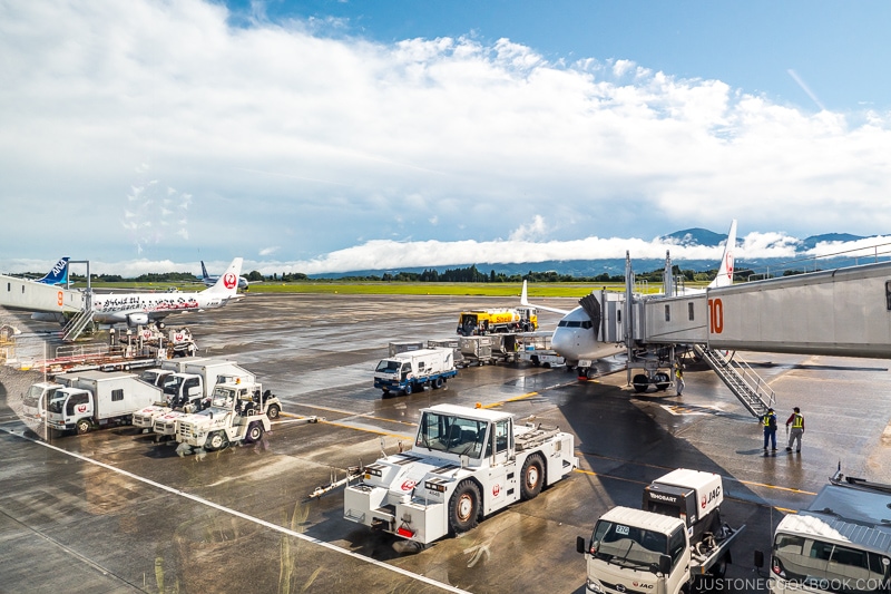 Kagoshima airport with airplanes - Yakushima Travel Guide | www.justonecookbook.com 