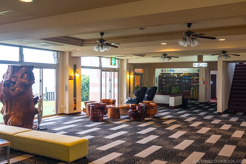 lobby of Seaside Hotel Yakushima - Yakushima Travel Guide | www.justonecookbook.com
