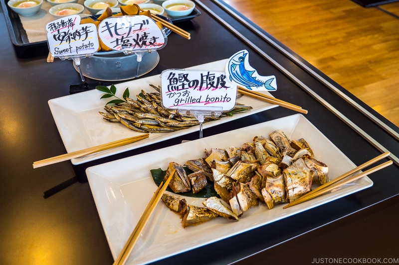 grilled fish at breakfast buffet at Seaside Hotel Yakushima - Yakushima Travel Guide | www.justonecookbook.com