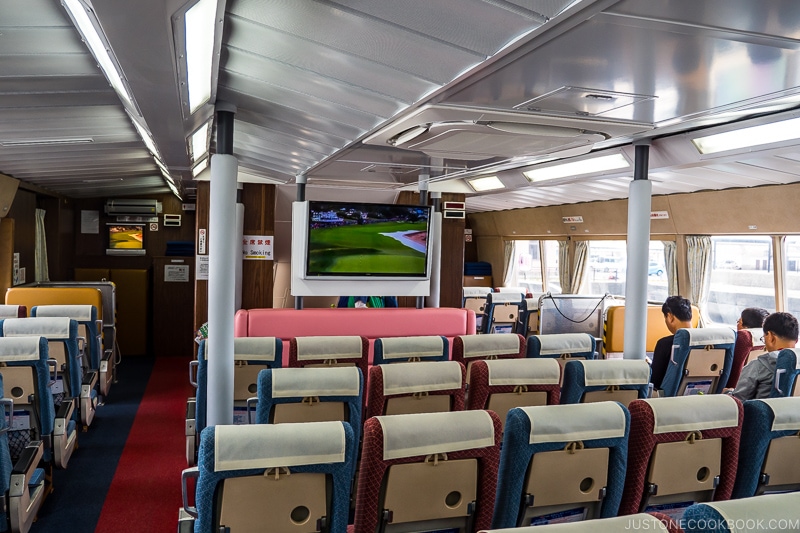 interior seating of Rocket/Toppy high speed boat - Yakushima Travel Guide | www.justonecookbook.com