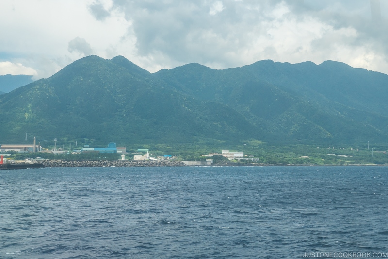 view of Miyanoura from the boat leaving Yakushima - Yakushima Travel Guide | www.justonecookbook.com