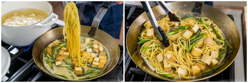 Creamy Miso Pasta with Tofu and Asparagus 11