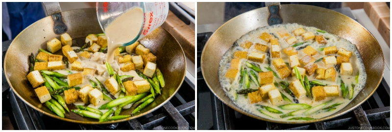 Creamy Miso Pasta with Tofu and Asparagus 9