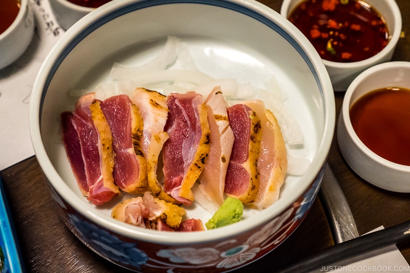 chicken tataki at Kumasotei restaurant in Kagoshima