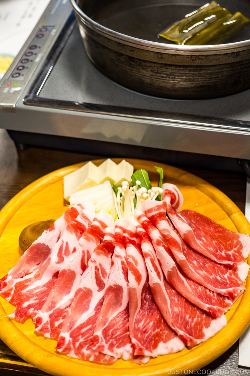 kurobuta pork shabu shabu at Kumasotei restaurant in Kagoshima