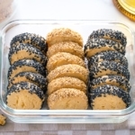 Miso Butter Cookies stored in the glass container.