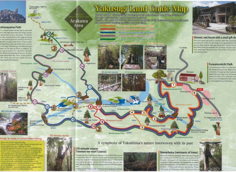 Trail Map of Yakusugi Land - Yakushima Travel Guide | www.justonecookbook.com 