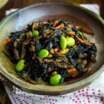 A ceramic dish containing Hijiki Seaweed Salad.