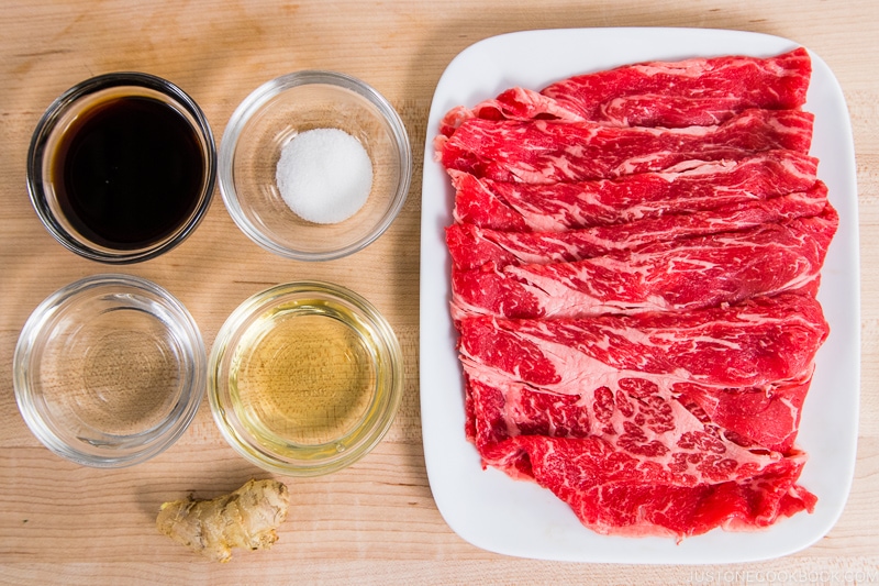 Simmered Beef with Ginger (Shigureni) Ingredients