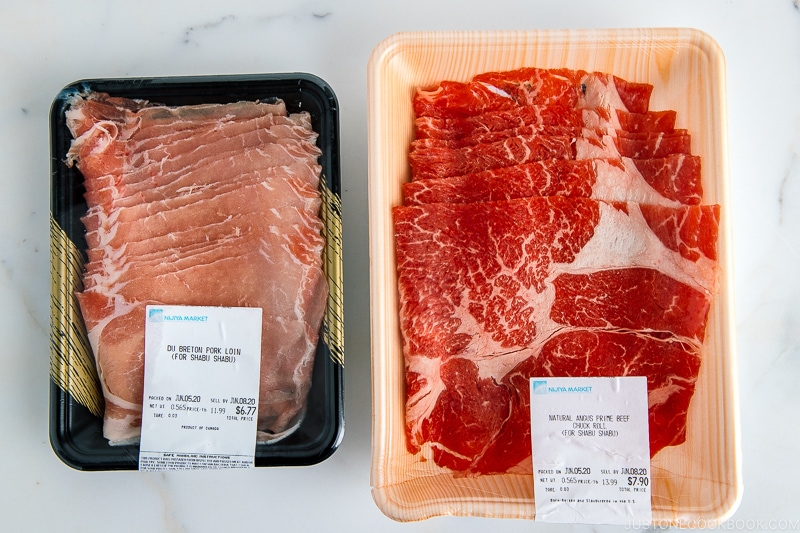 Sliced Beef and Pork for Shabu Shabu