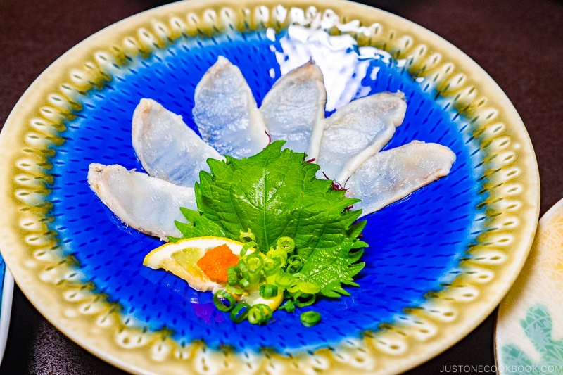 fugu tataki at Hotel Shunkeiya Takeo Onsen