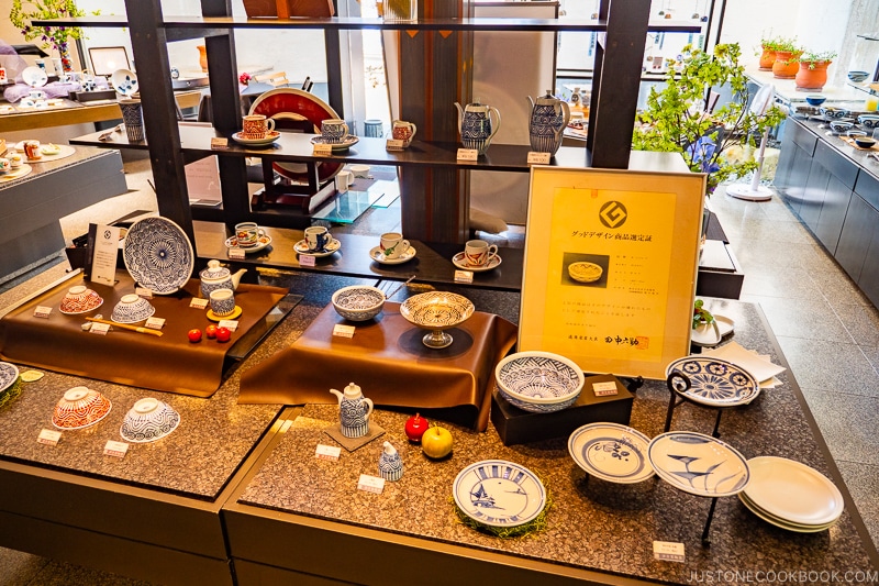 interior of porcelain shop at Okawachiyama Village