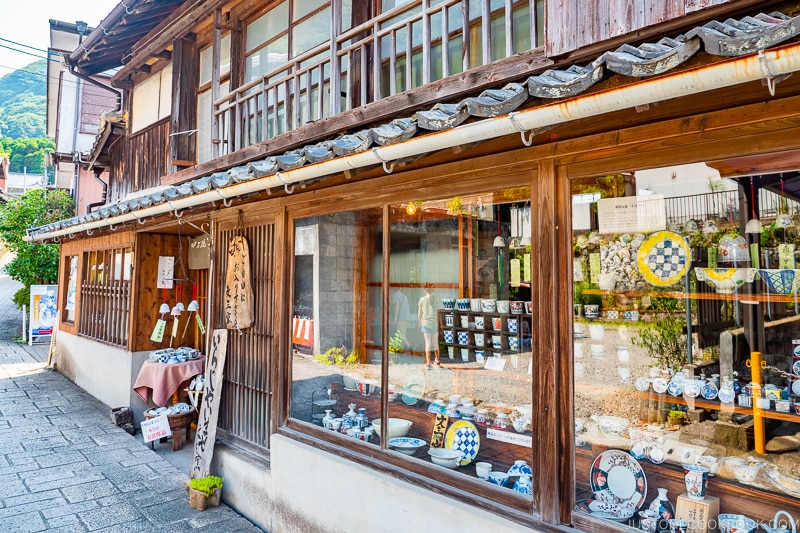 exterior of porcelain shops at Okawachiyama Village