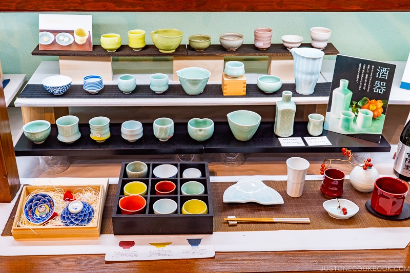 porcelain sake cups at Okawachiyama Village