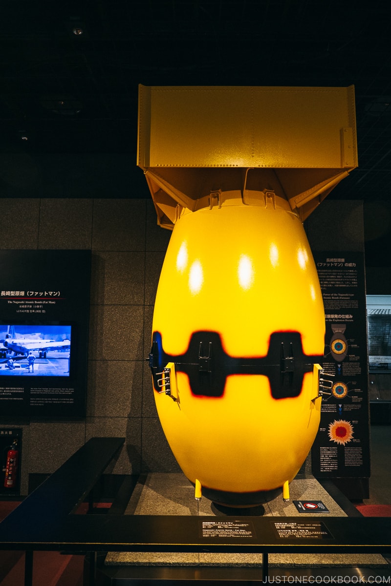 model of Nagasaki-type atomic bomb: Fat Man on display