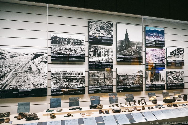 images and items that were damaged by the heat ray on display