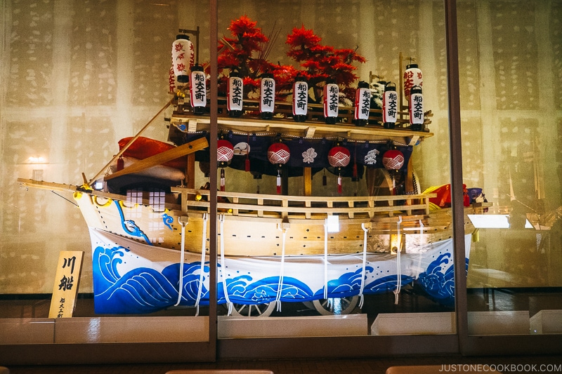 boat floats used for Nagasaki Kunchi festival on display at Nagasaki Traditional Performing Arts Museum