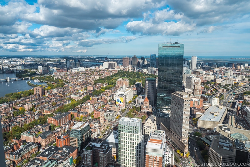 view of downtown Boston from Skywalk looking east