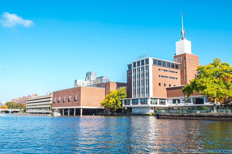 exterior of Museum of Science from Charles River