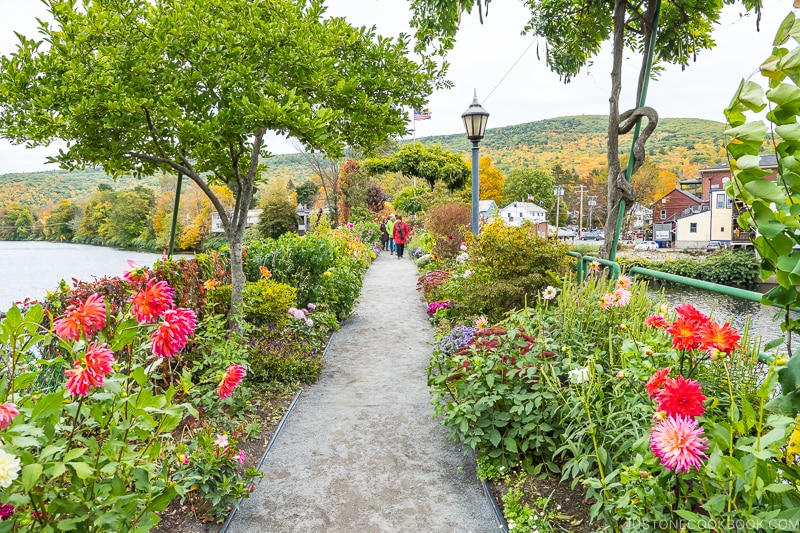 Bridge of Flowers - walking path surrounded by flowers in Shelburne Falls