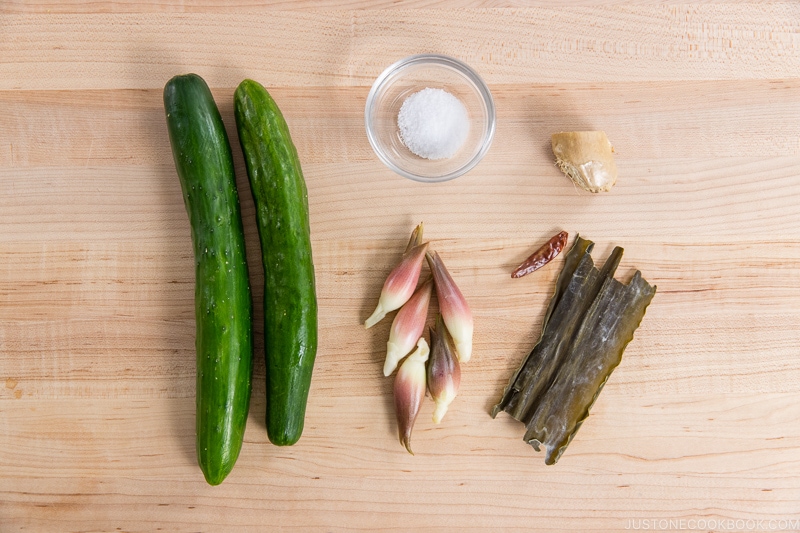 Pickled Cucumbers with Myoga Ingredients