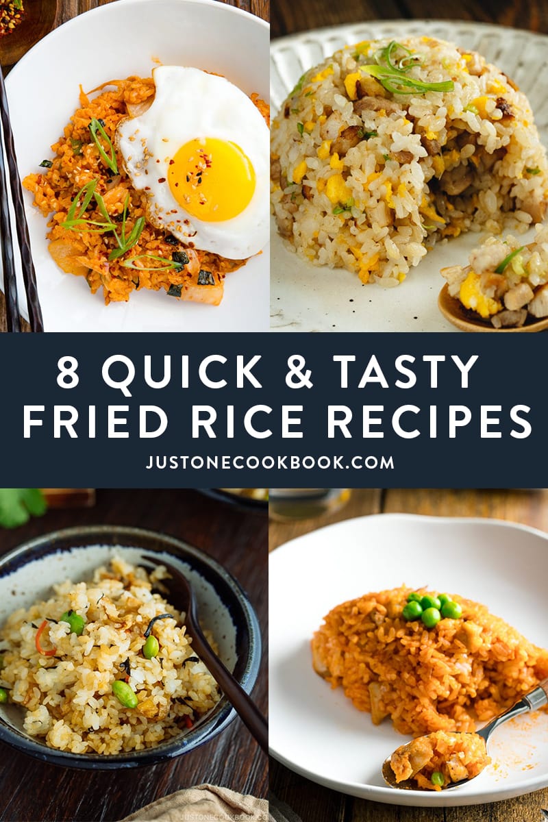 collage of fried rice recipes