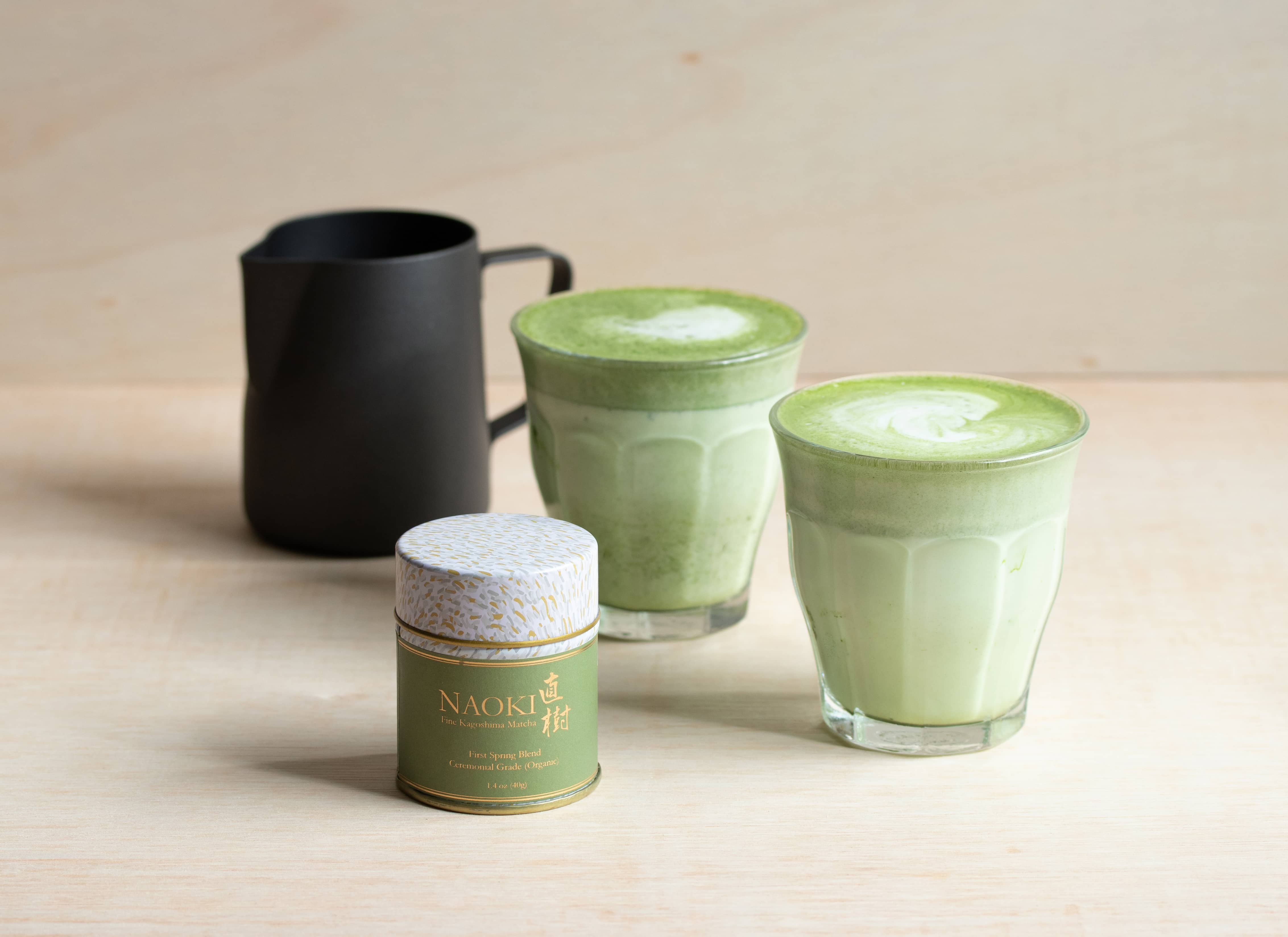 Matcha latte made with organic ceremonial grade matcha from Naoki Matcha 