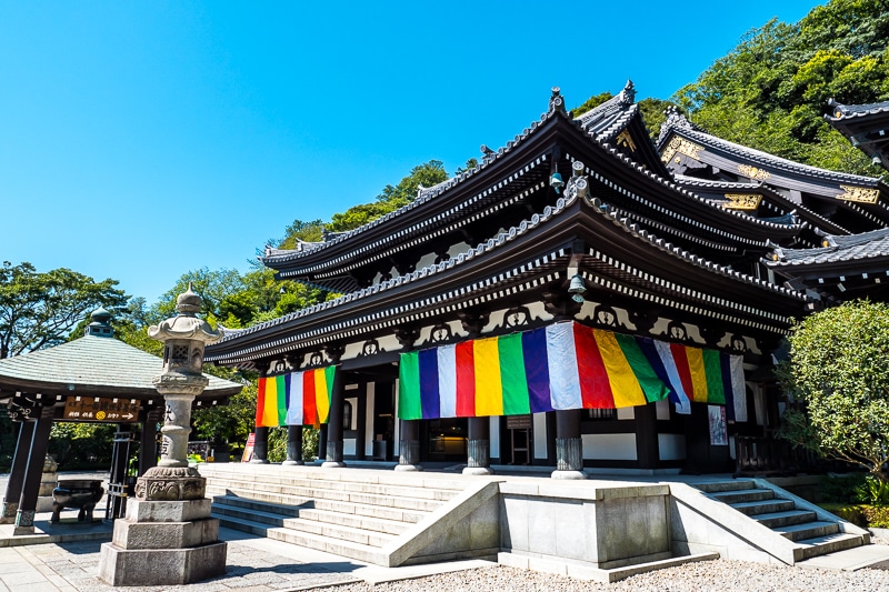 temple with colorful curtains