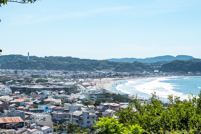 view of Kamakura city and the beach