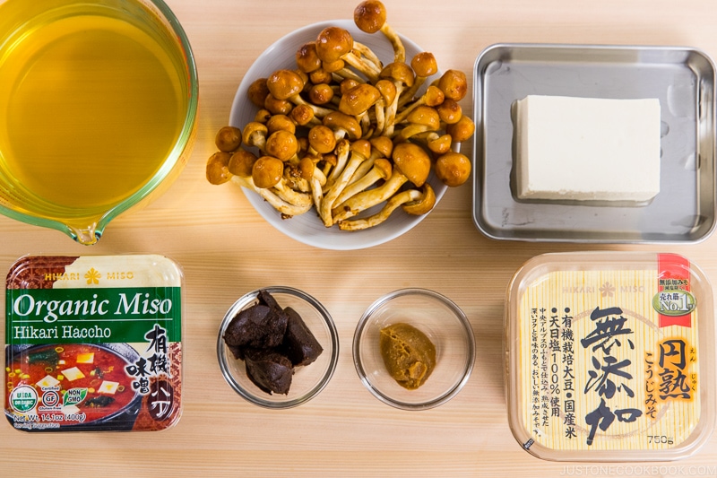 Nameko Mushroom Miso Soup Ingredients