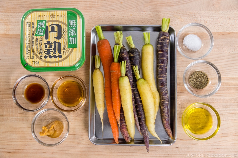 Maple and Miso Glazed Roasted Carrots Ingredients