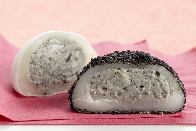 Sesame Mochi Ice Cream recipe featured on Mochi Magic Cookbook