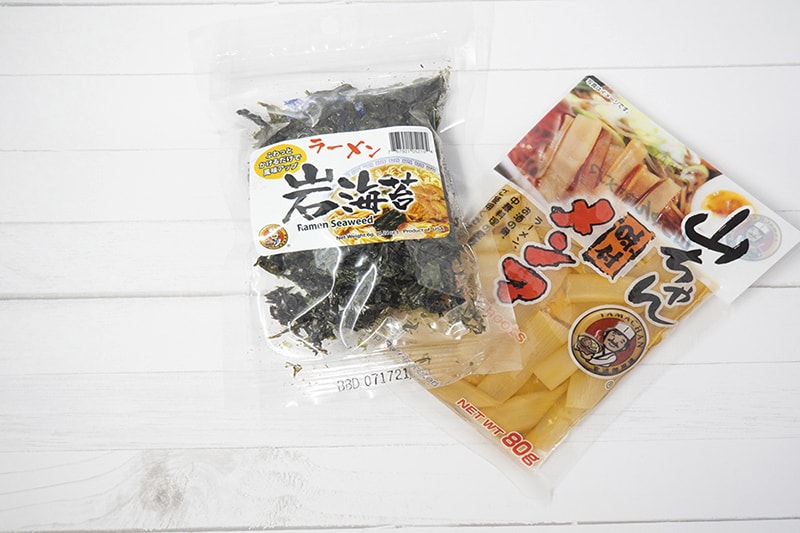 packages of seasoned bamboo shoots and nori