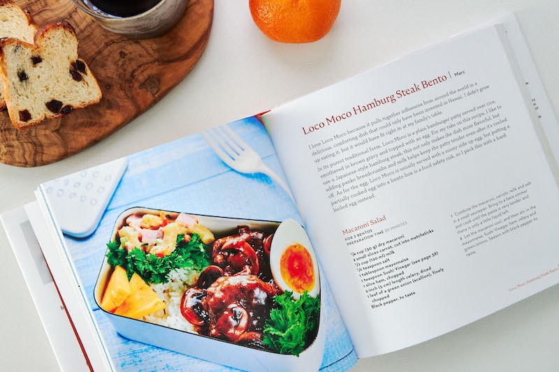 one of the pages showcase loco moco recipe in Ultimate Bento Cookbook