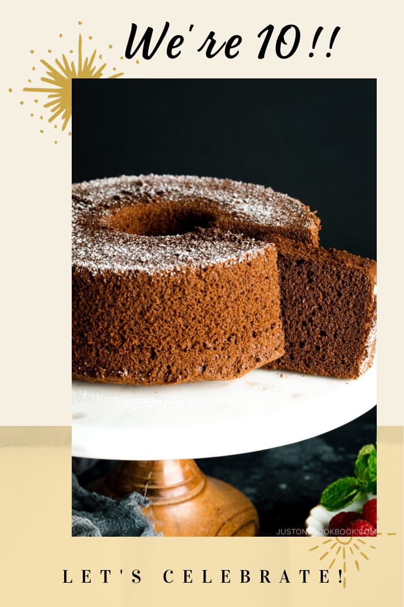 graphic of chocolate cake celebrating JOC 10th anniversary