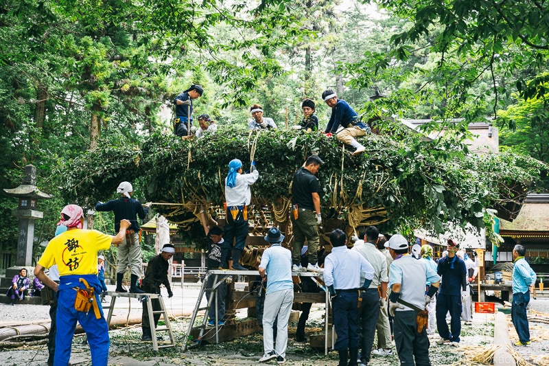 works preparing for shrine festival