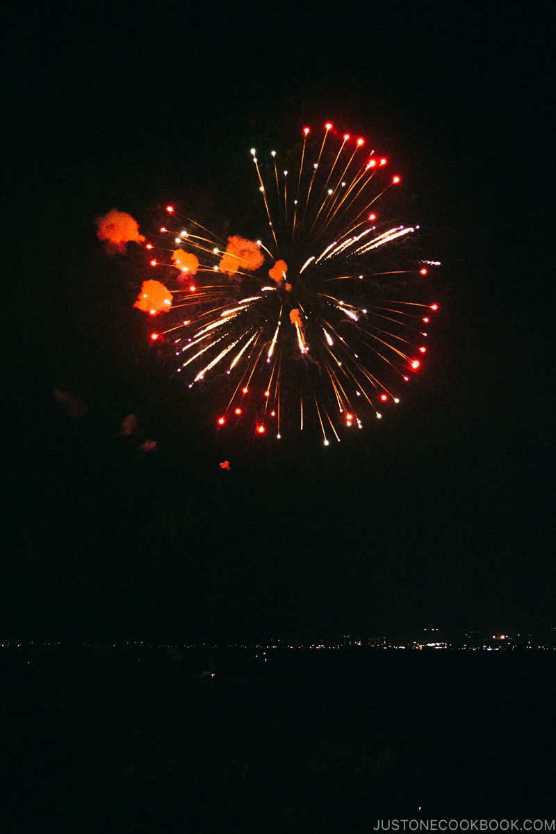 fireworks over Lake Suwa