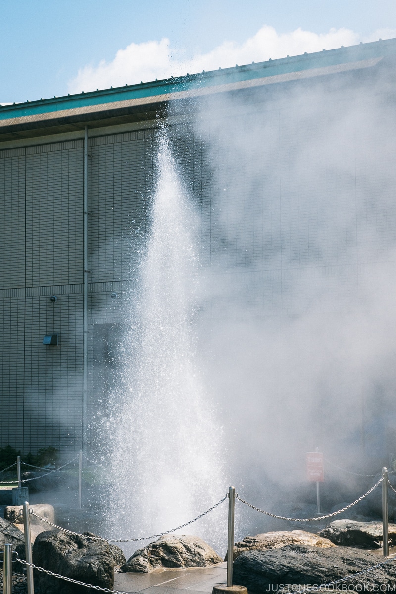 hot spring erupting at Suwa Lake Geyser Center