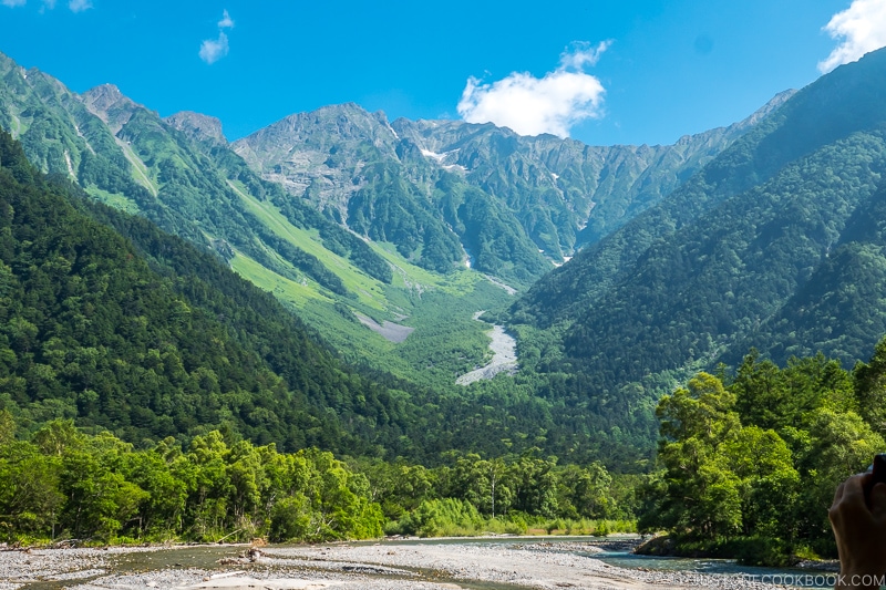 view of mountain range in Kamikochi